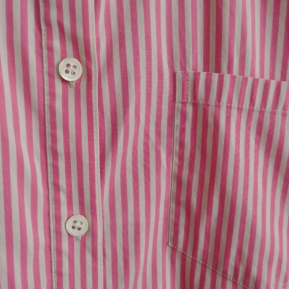 Theory Womens Medium pink white striped button down shirt blouse cotton - Picture 4 of 16